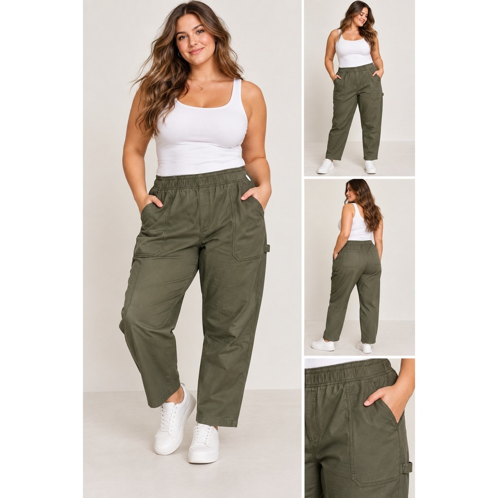 NWT Old Navy Carpenter Pants Size XL Olive Green Comfort Waist Stretch #1734